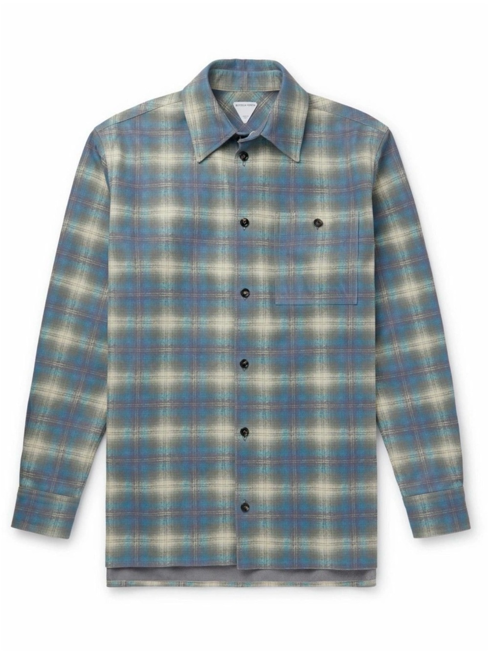 Bottega Veneta Relaxed Fit Flannel-Printed Leather Shirt size 50/us size 40